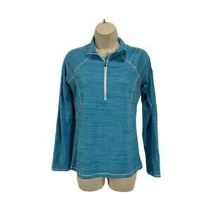 Under Armour Womens 1/2 Zip Long Sleeve Top Blue Stretch Size Small Activewear